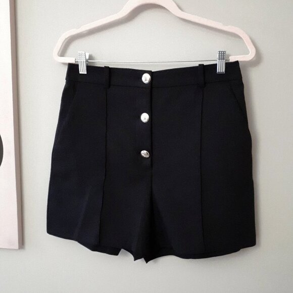 NWT Zara black high waisted buttoned front tailored Bermuda shorts, L - Picture 12 of 13